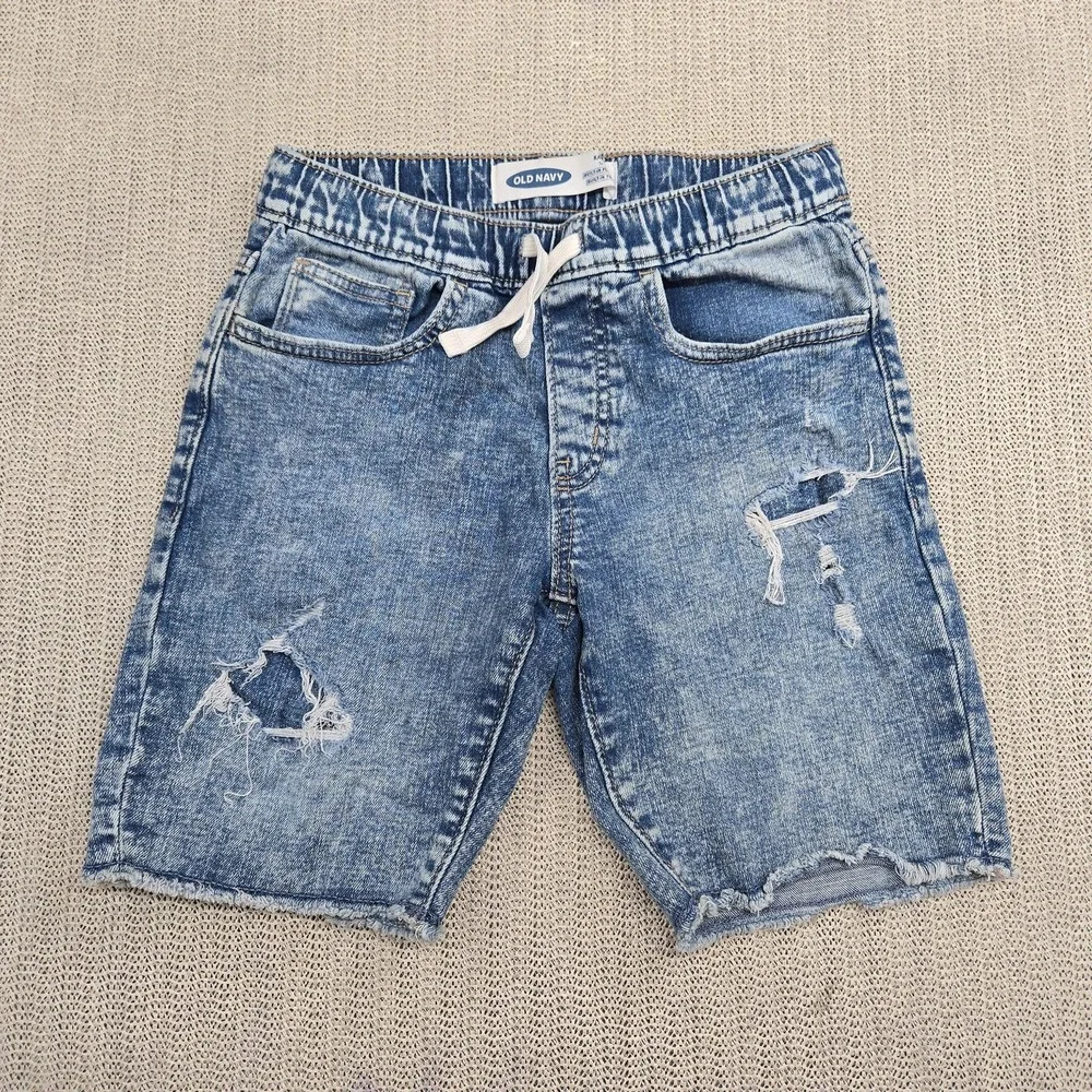 Old Navy Shorts Boys Medium 8 Blue Karate Built-In Flex Max Denim Distressed
